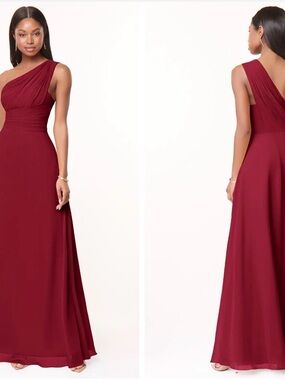 Azazie One-Shoulder Burgundy Maxi Dress
